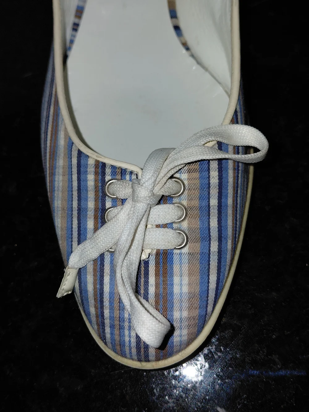 Casadei Blue Striped Ballet Flats with Bow